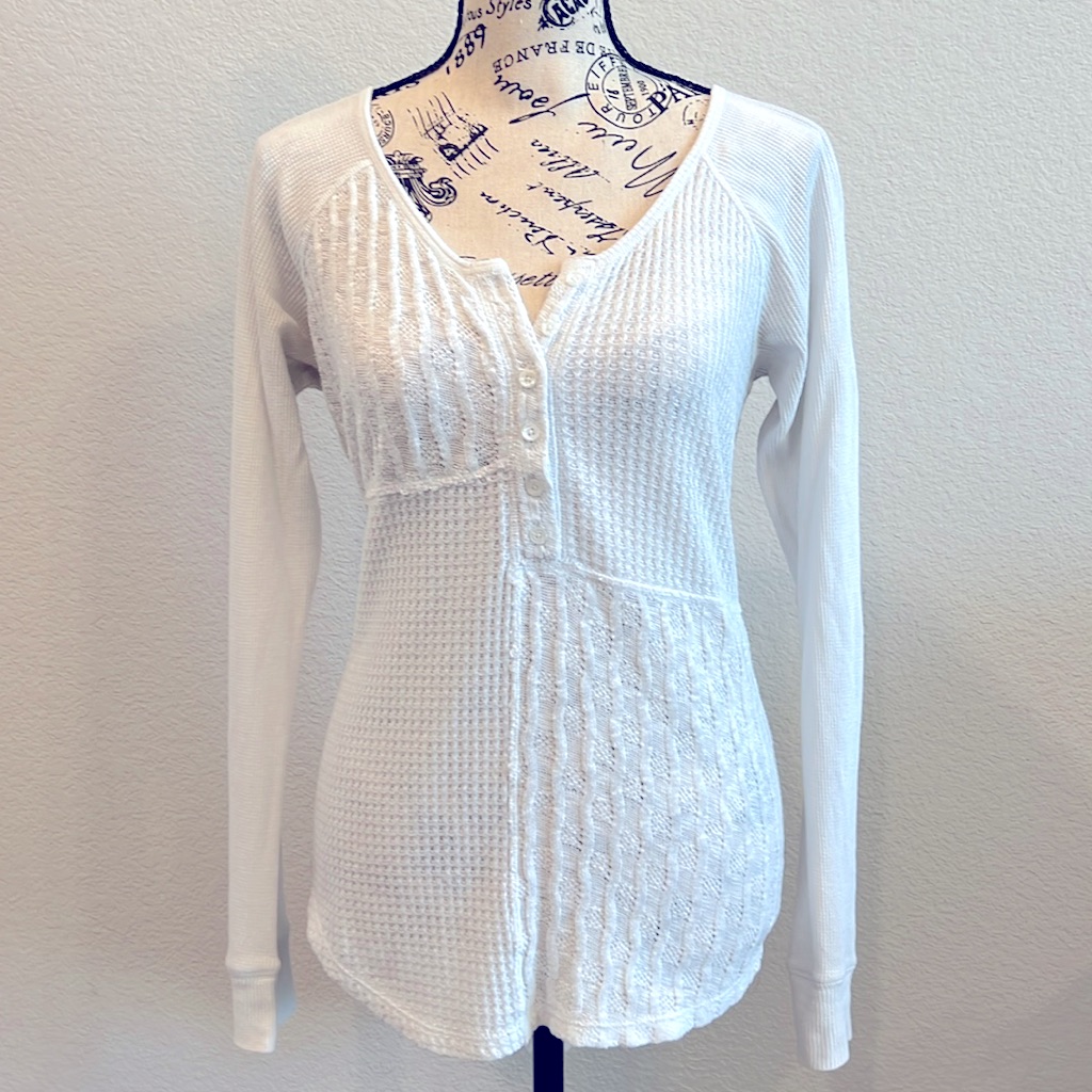 Saturday Sunday By Anthropologie White Long Sleeve Henley